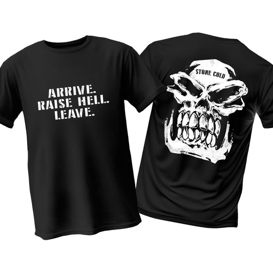 Polera Stone Cold ARRIVE, RAISE HELL, LEAVE wwf vintage