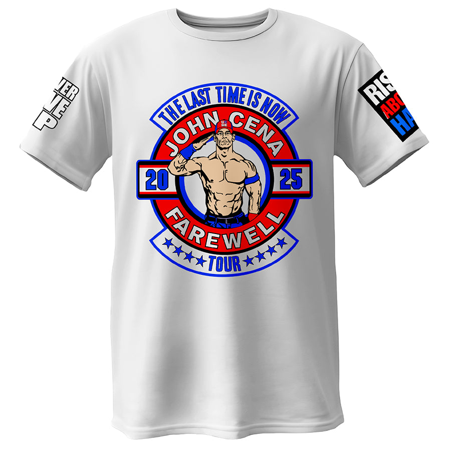 Polera WWE John Cena Farewell Tour Blanca todos los estampados
