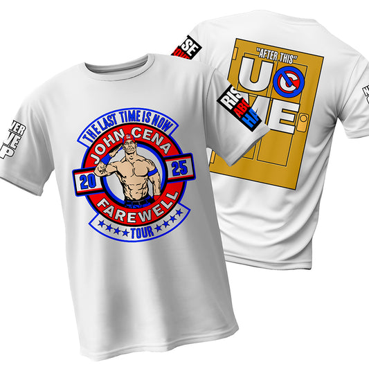 Polera WWE John Cena Farewell Tour Blanca todos los estampados