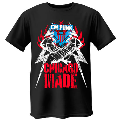 Polera CM Punk Chicago Made Rojo, Blanco y Azul NUEVA REGRESO 2026