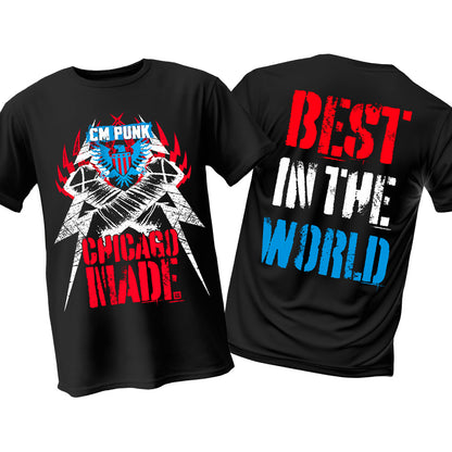Polera CM Punk Chicago Made Rojo, Blanco y Azul NUEVA REGRESO 2026